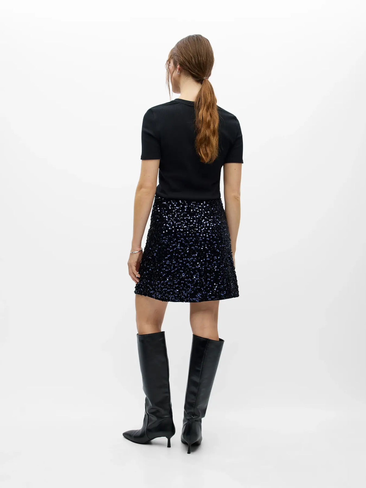 Jupe Jelis Bleu marine à paillettes