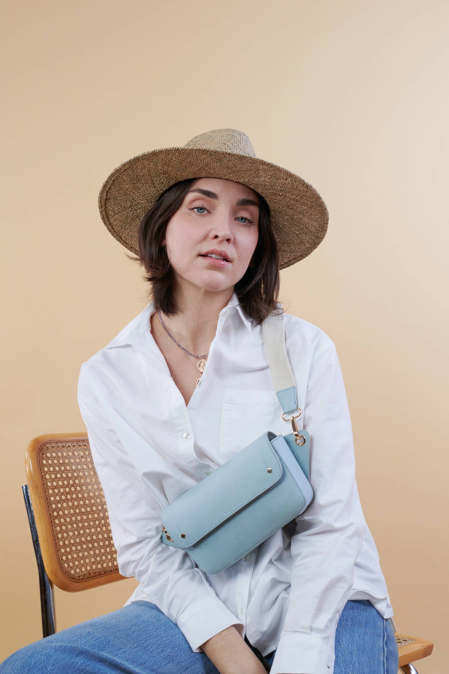 SAC BANANE CUIR RECYCLÉ AZUR EMILIE