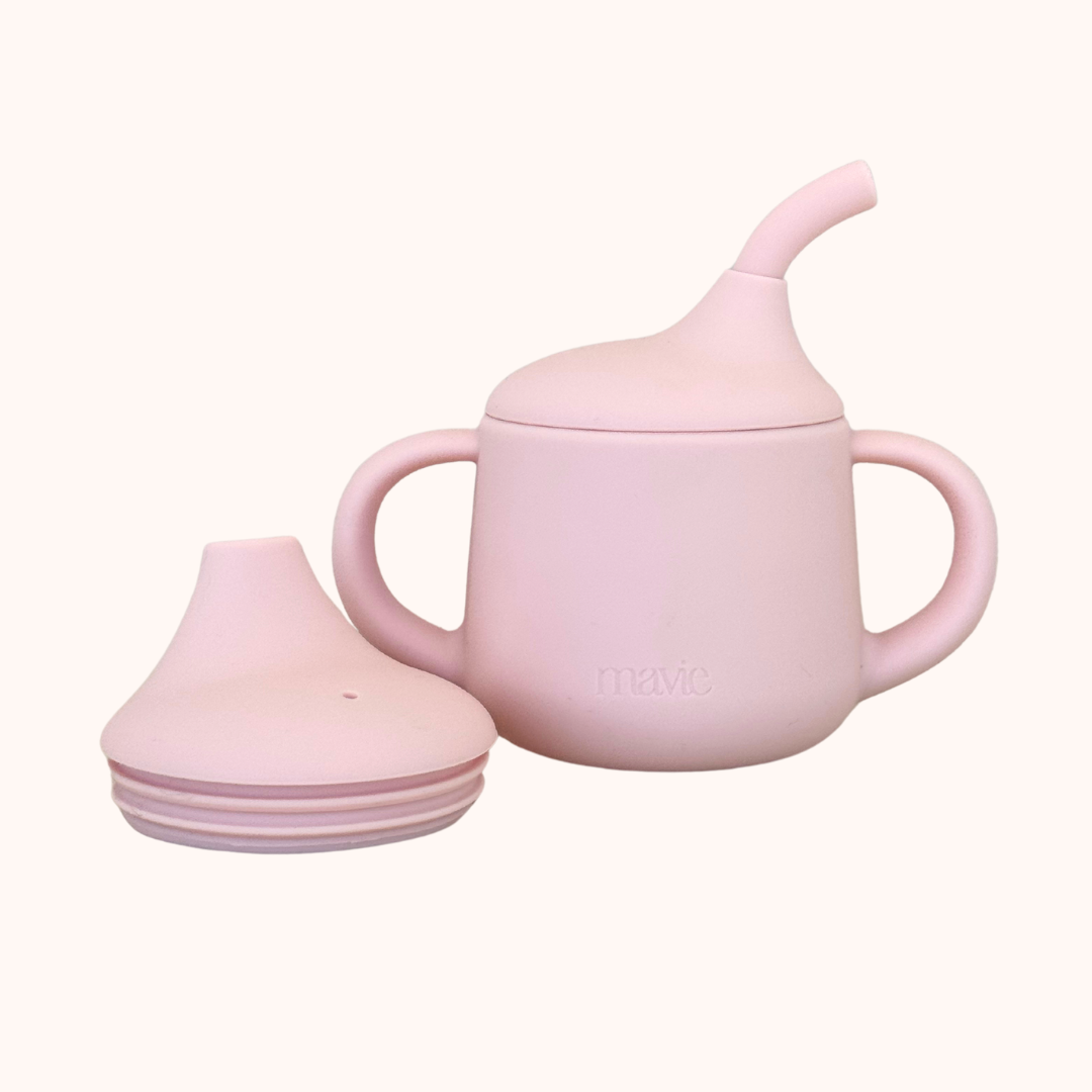 Gobelet de silicone avec deux anses rose