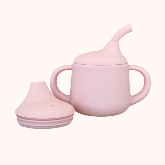 Gobelet de silicone avec deux anses rose