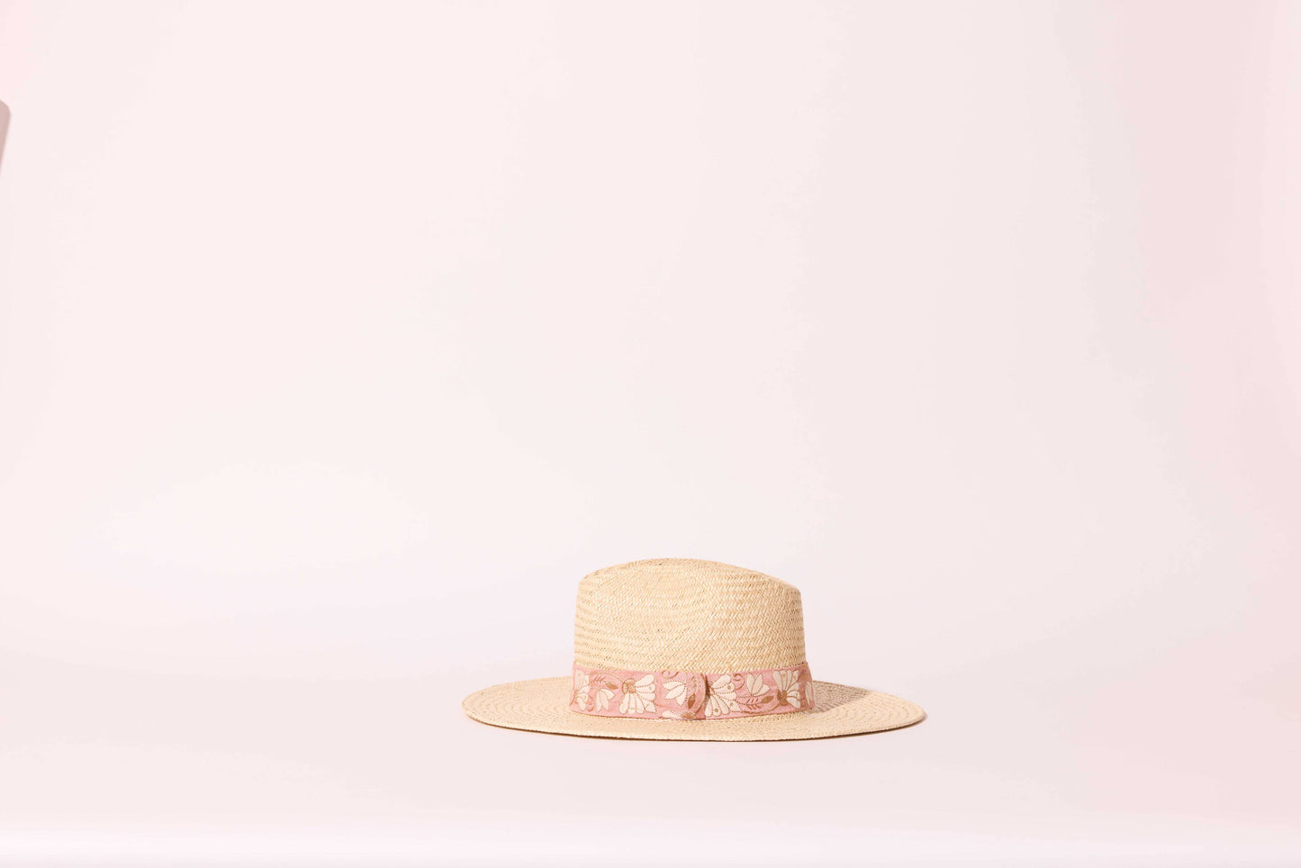 CHAPEAU PAILLE BRODÉ ROSE ROSALIE