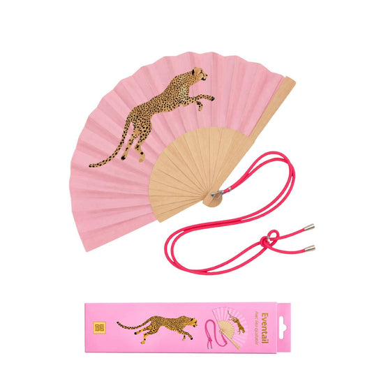 Eventail avec bandoulière - Léopard Rose