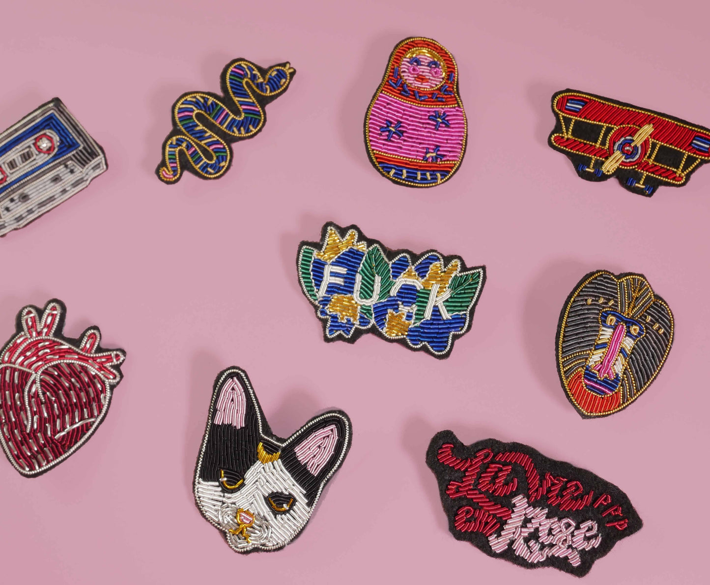 Broche Fuck - Broderie Fait Main Cannetille