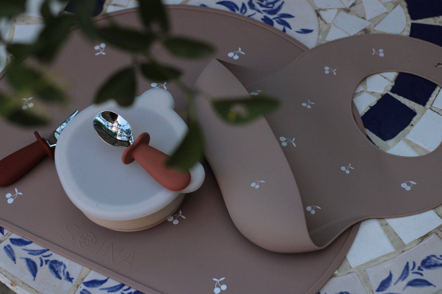 Set de table en silicone Cerise - Taupe
