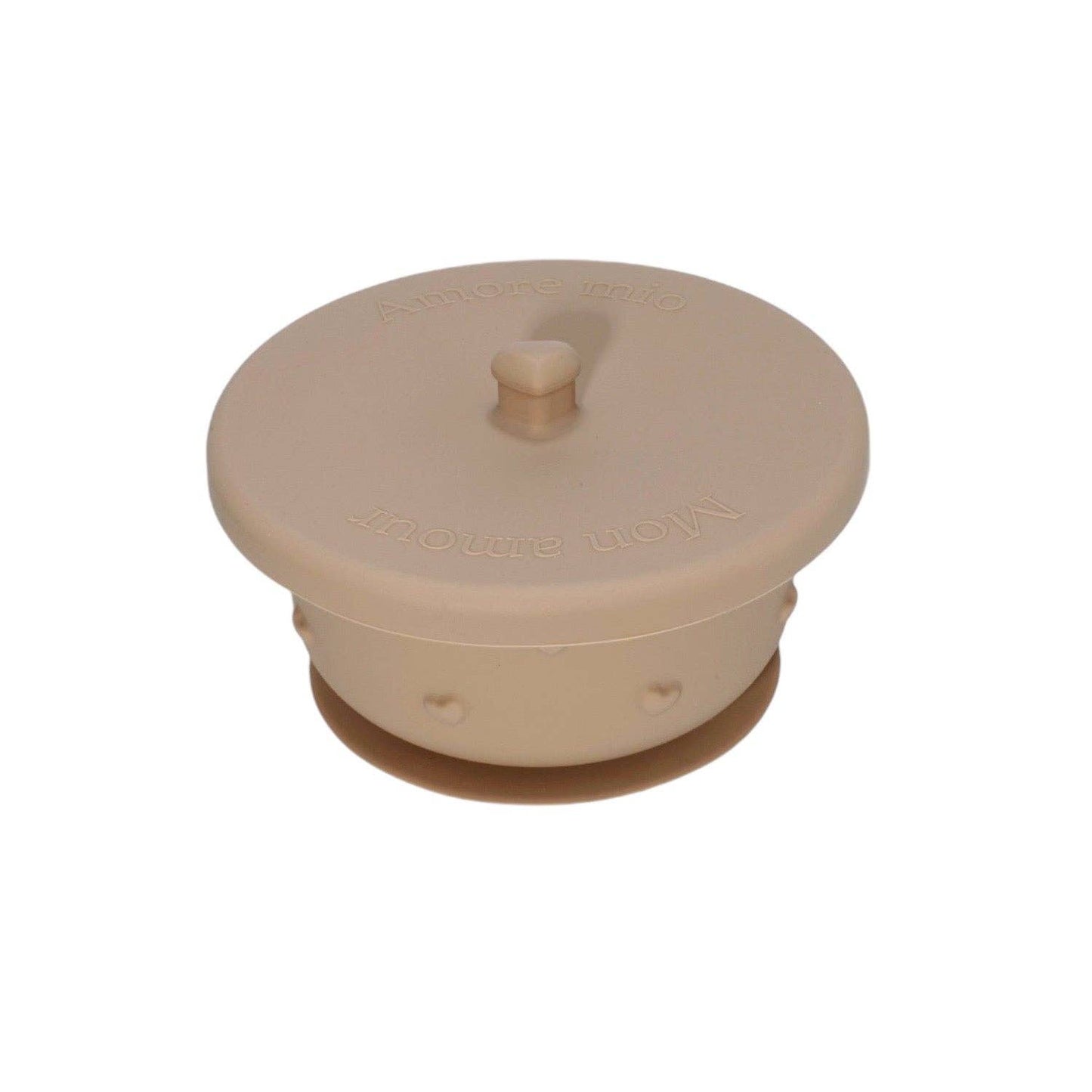 Bol en silicone Ina avec ventouse et couvercle hermétique Taupe
