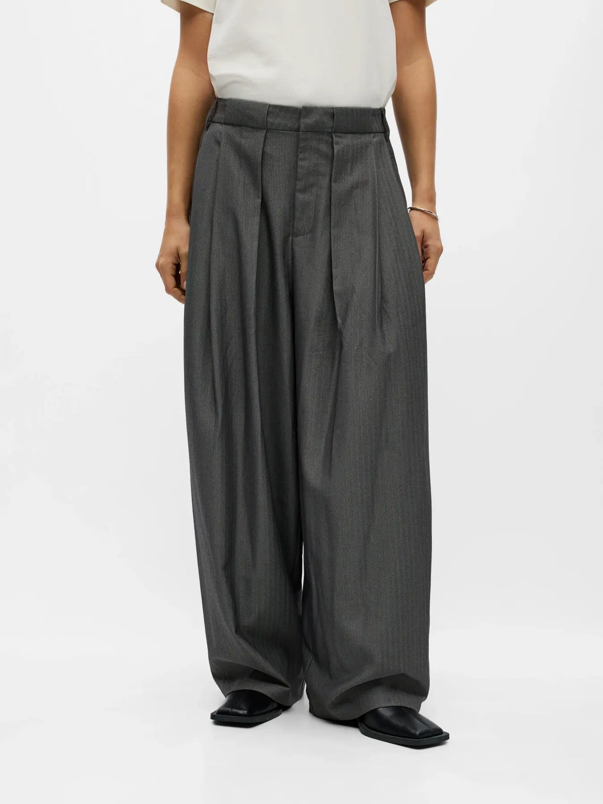 Pantalon Noami gris anthracite à rayures