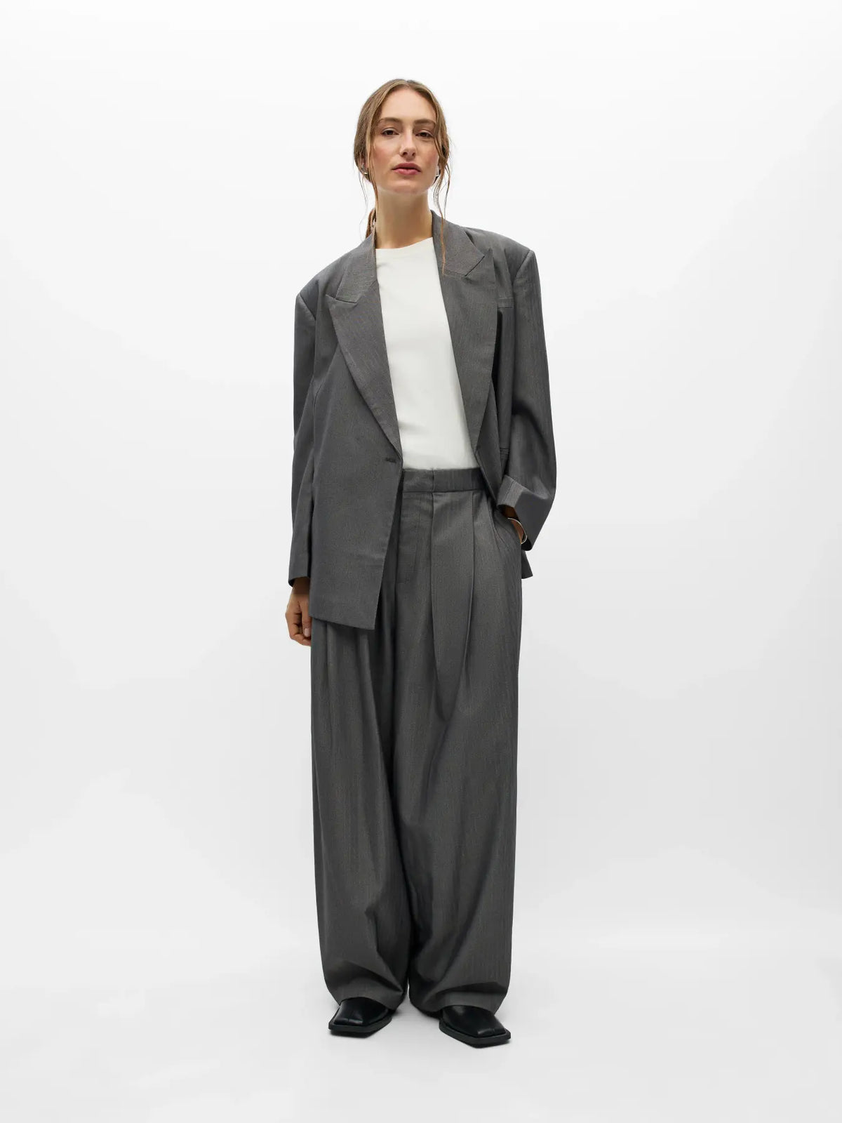 Pantalon Noami gris anthracite à rayures