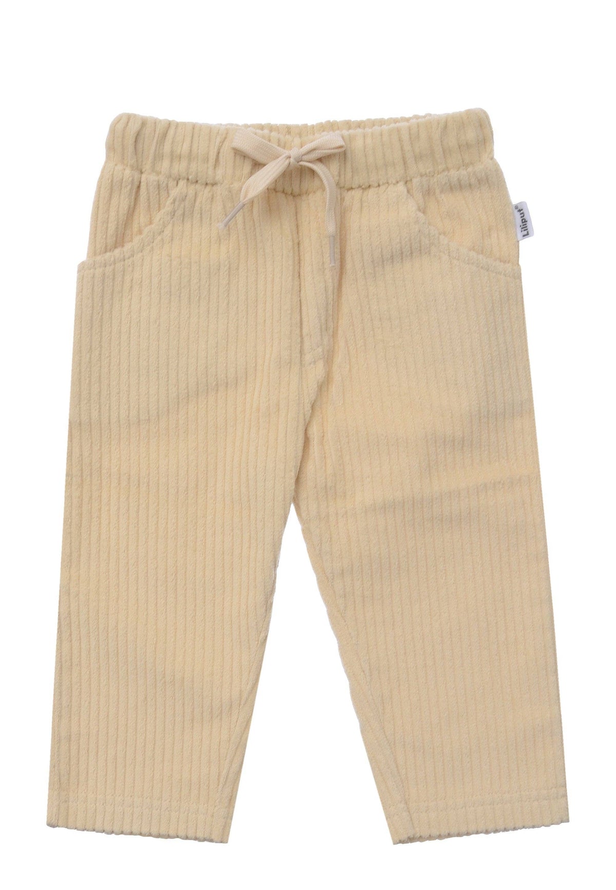 Pantalon en velours côtelé beige avec grandes poches