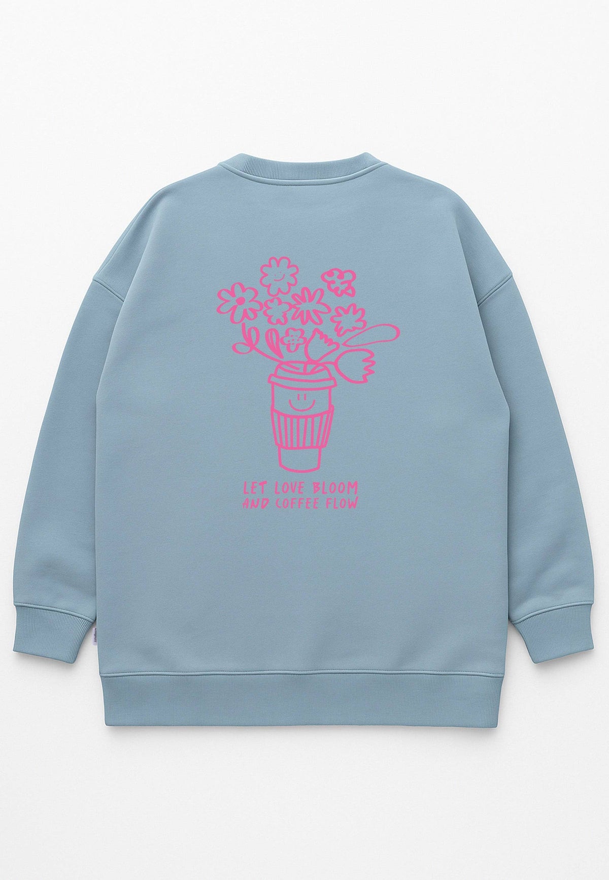 Sweat-shirt adulte Let Love Bloom bleu clair