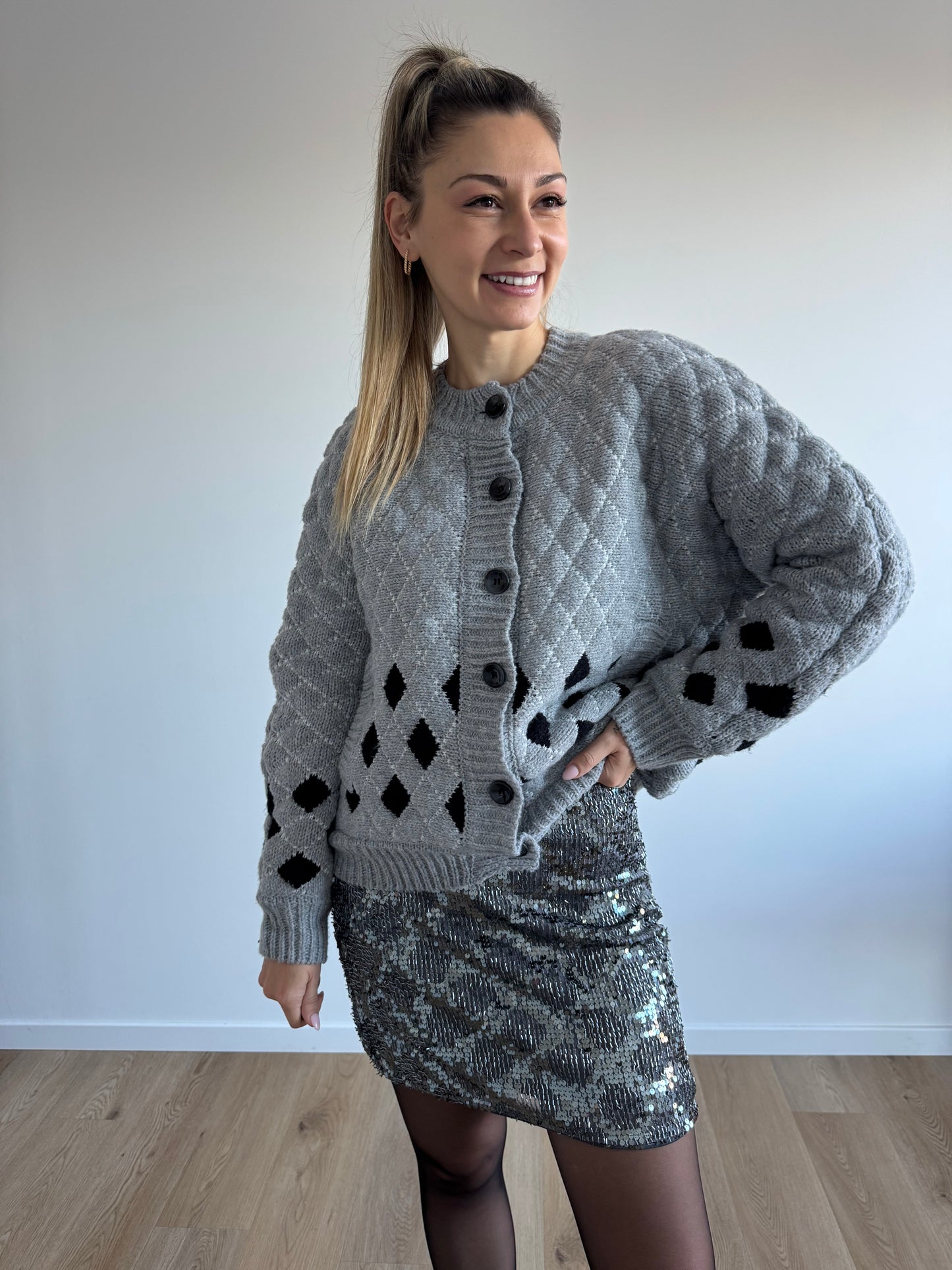 Veste cardigan gris IHCORTANA