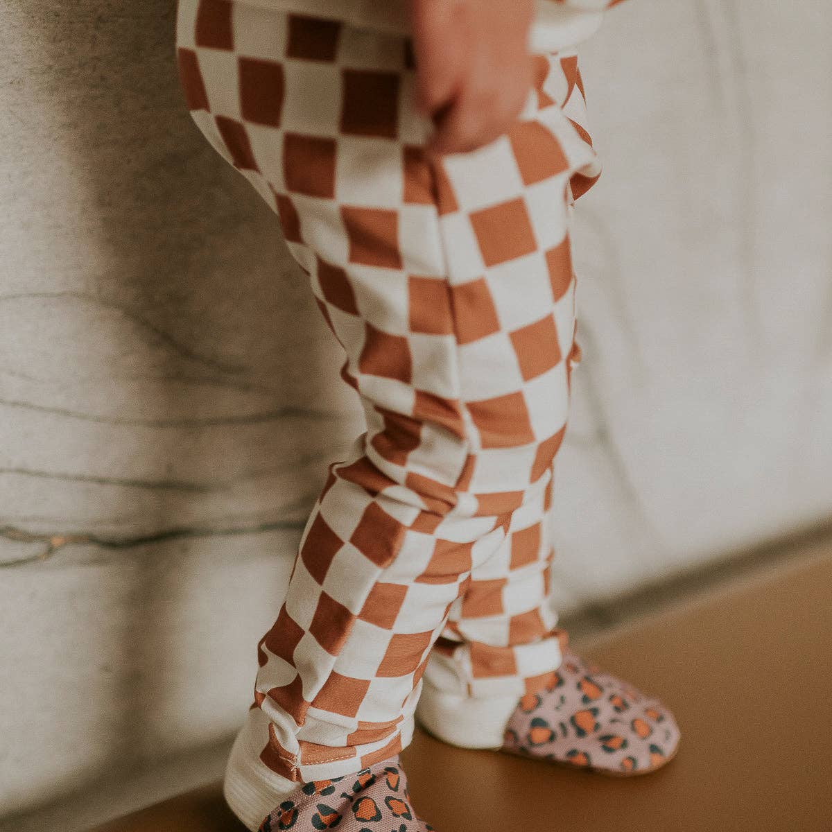 Legging damier camel