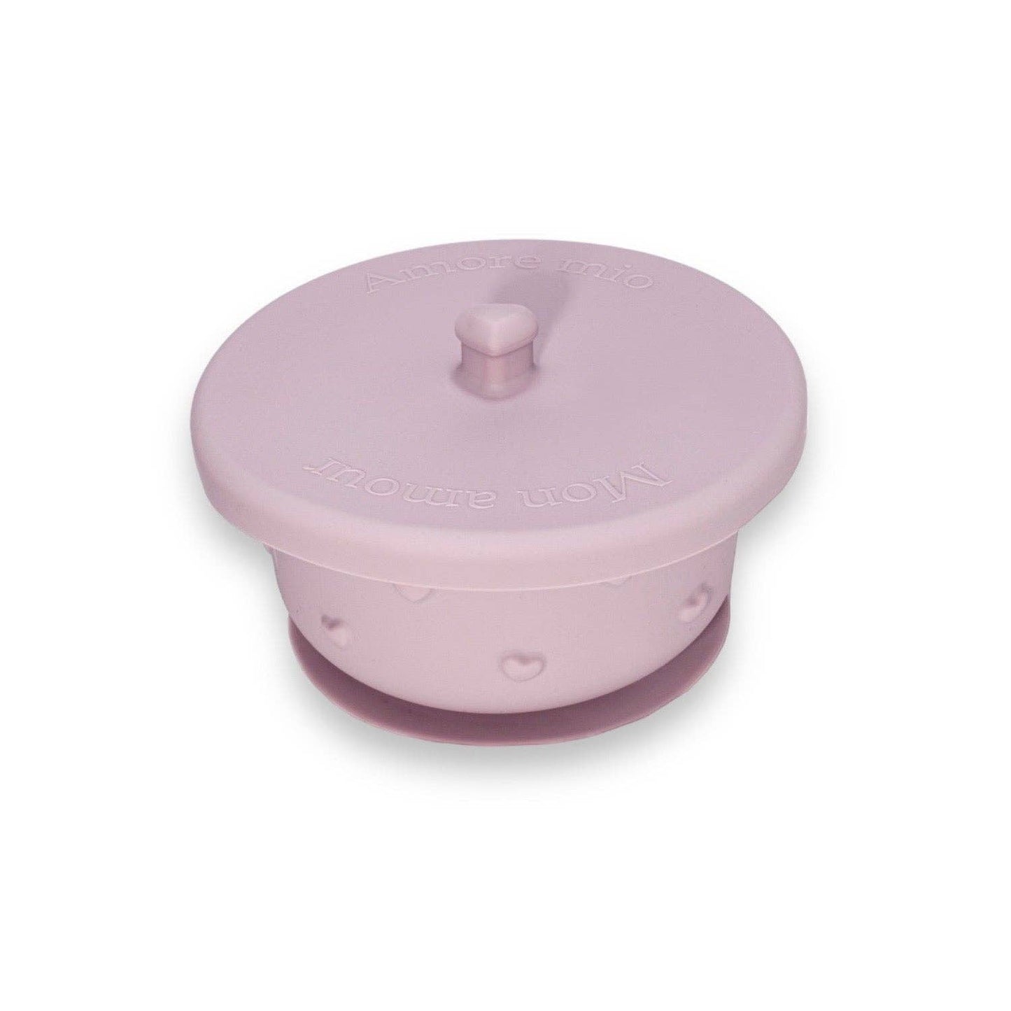 Bol en silicone Ina avec ventouse et couvercle hermétique Rose