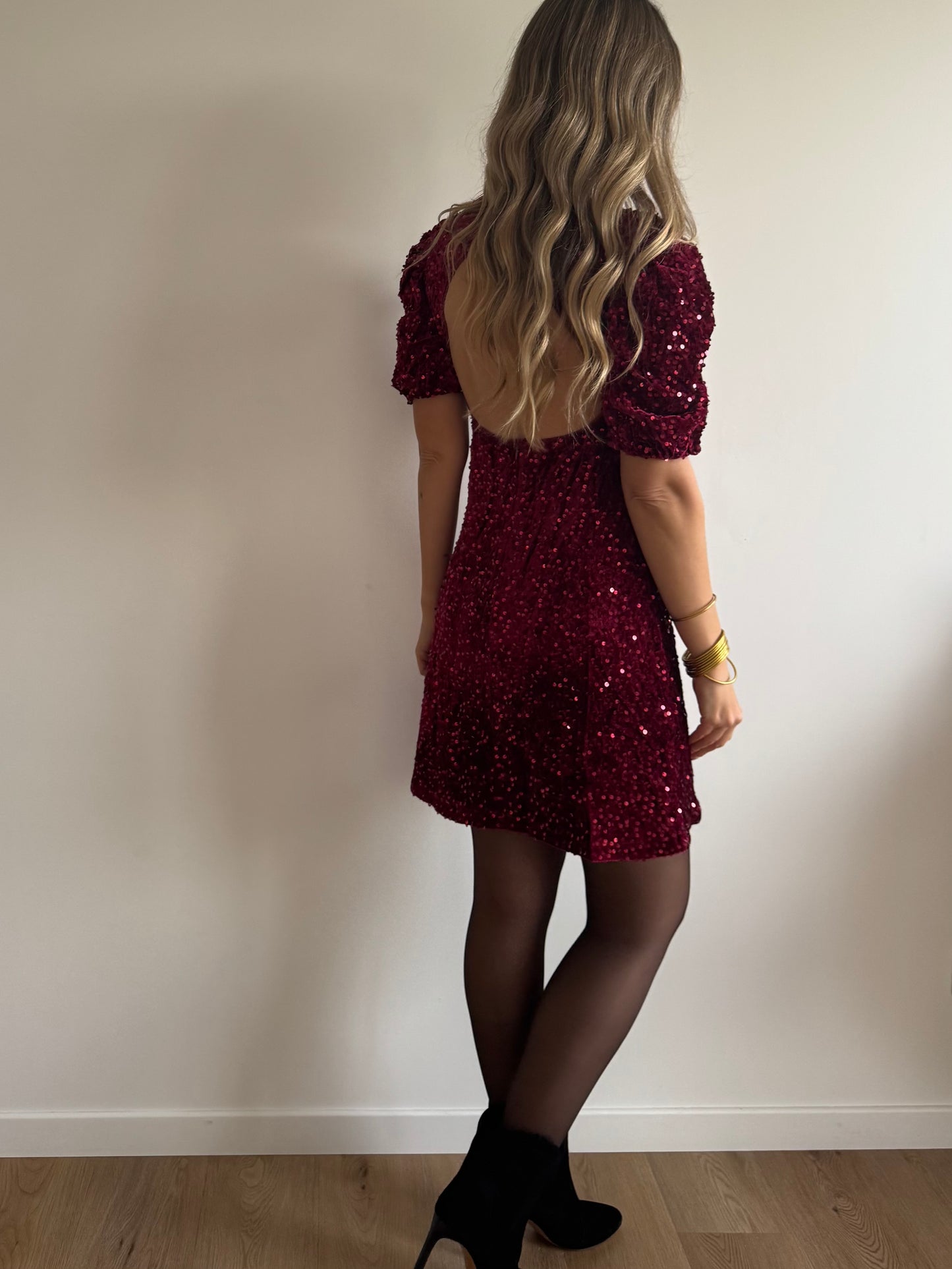 Robe à sequins Sandy Bordeaux