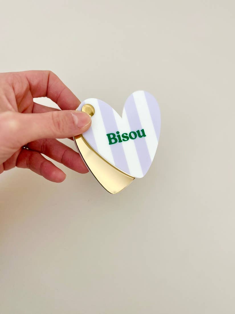 Miroir de poche coeur Bisou