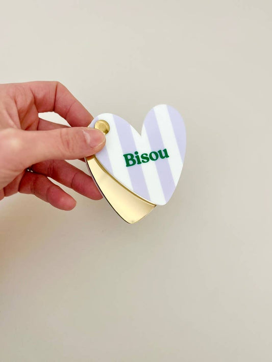 Miroir de poche coeur Bisou