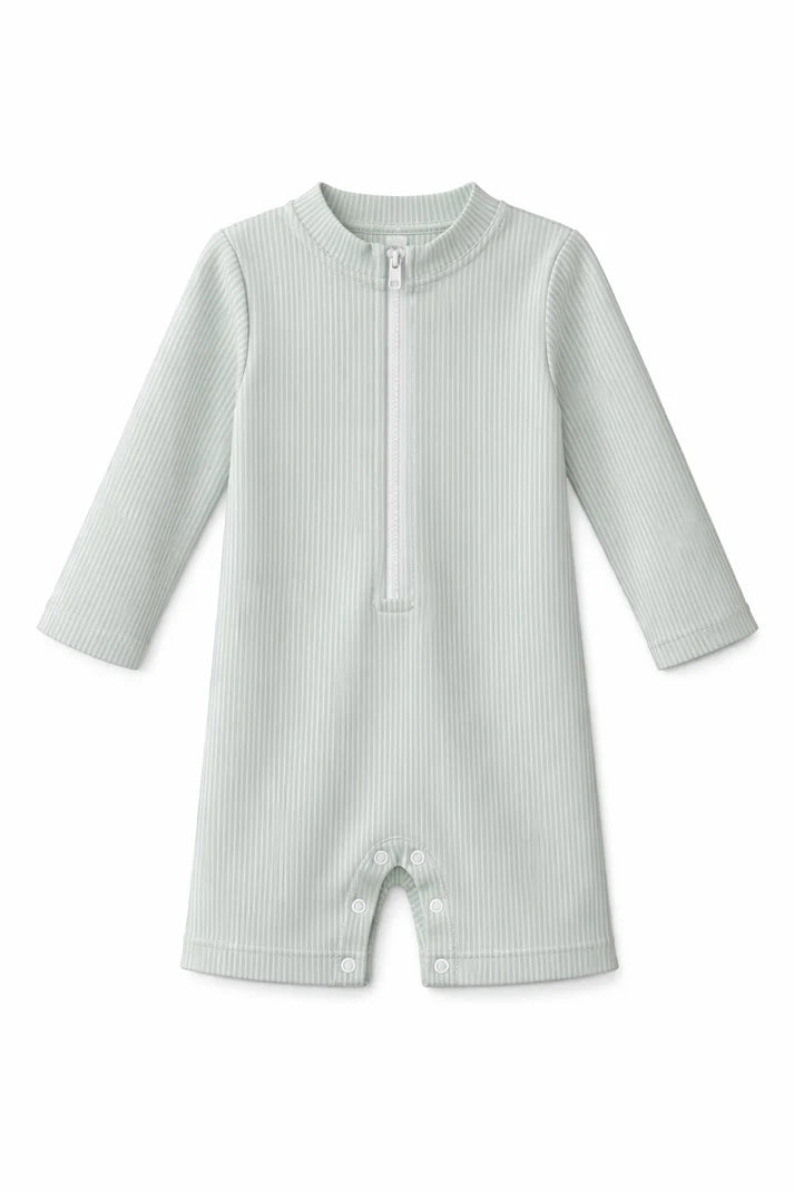 Combishort anti-UV bébé UPF 50+ Seersucker amande