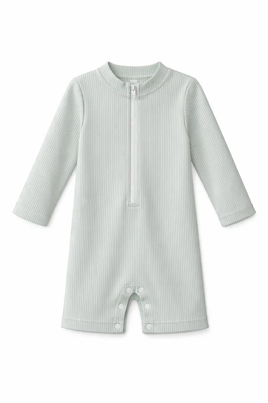 Combishort anti-UV bébé UPF 50+ Seersucker amande