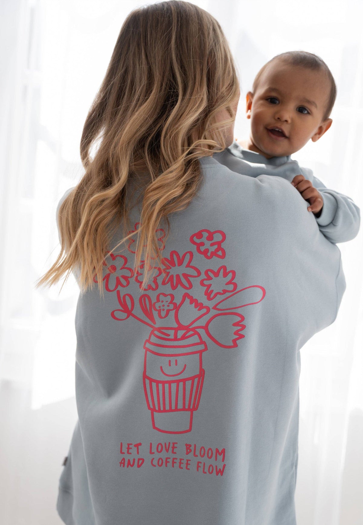 Sweat-shirt adulte Let Love Bloom bleu clair