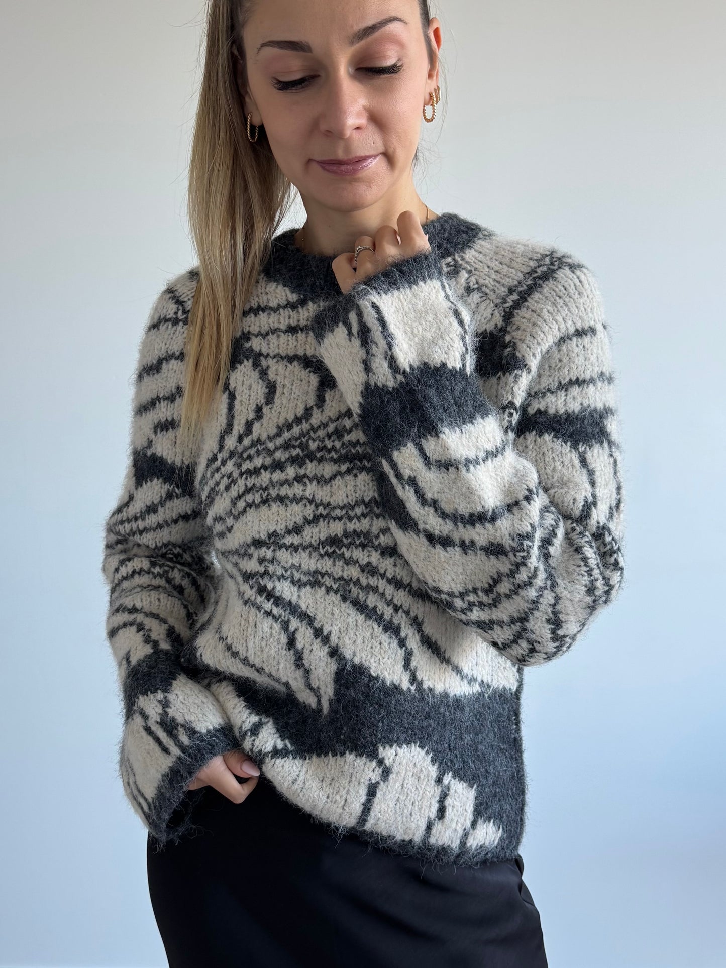 Pull gris/blanc OBJJULINE