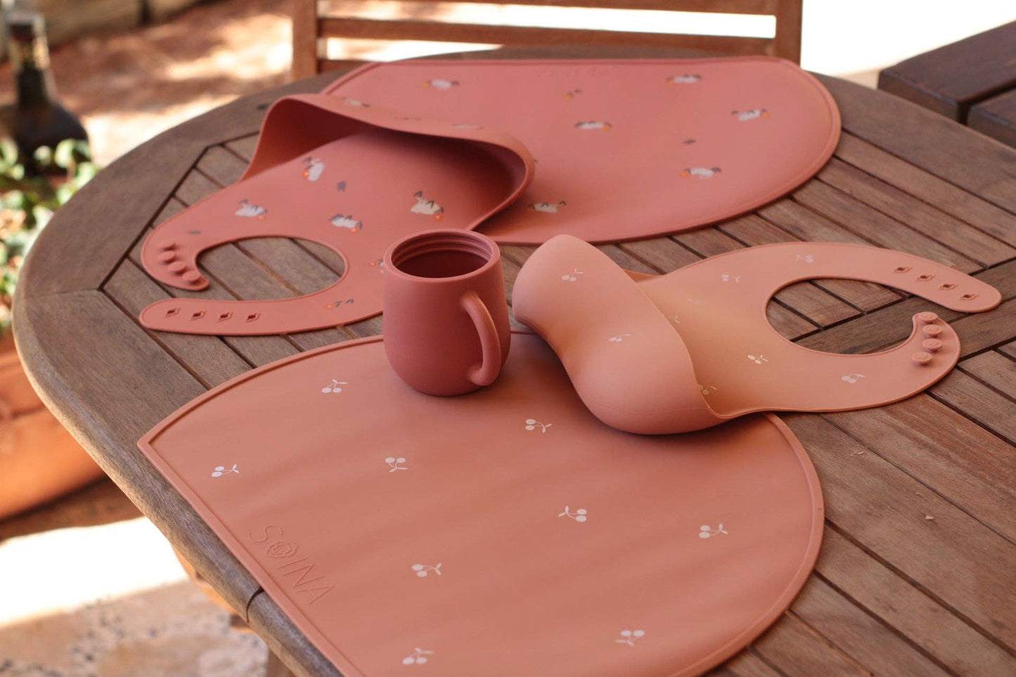 Set de sets de table en silicone pour enfants terracotta