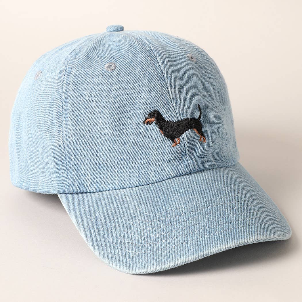 Casquette de baseball en jean brodée pour chien Teckel