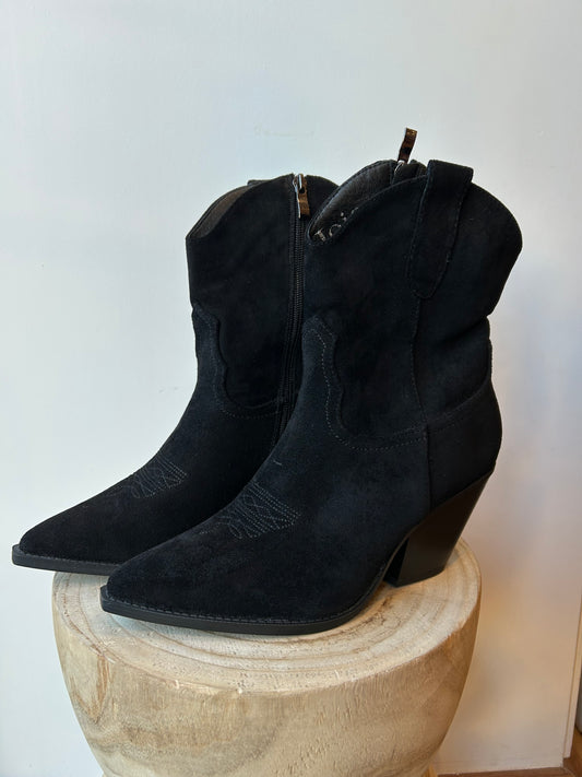 Bottines Western effet daim noir