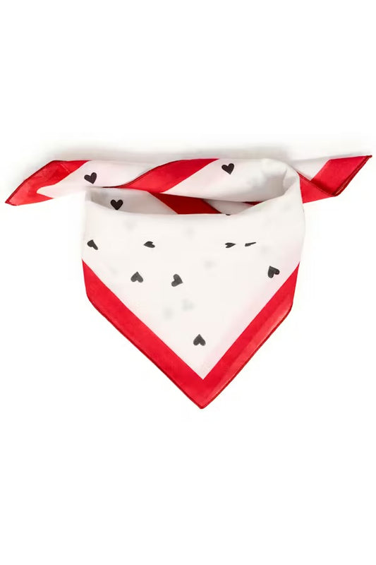 Foulard IALIFANA à cœurs noir et bordure rouge