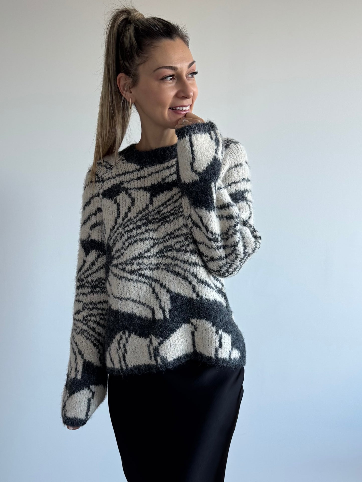 Pull gris/blanc OBJJULINE