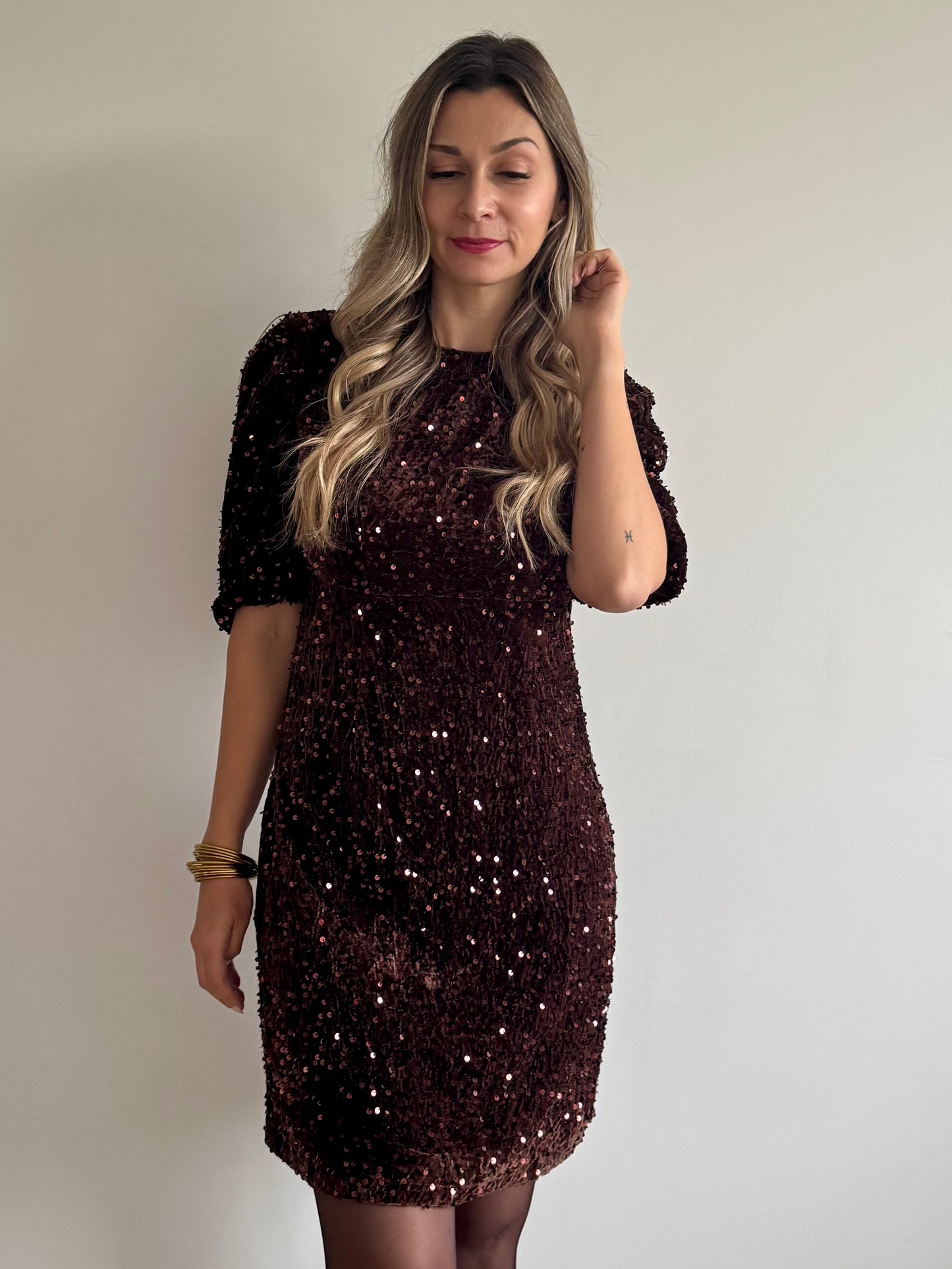 Robe à sequins Sandy Chocolat