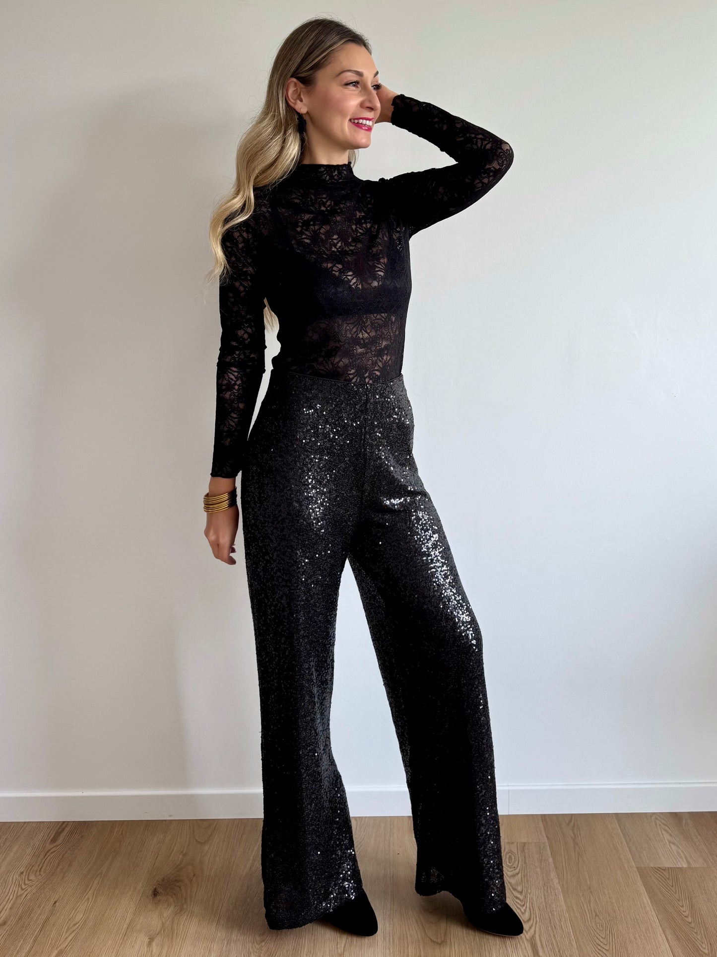 Pantalon noir à paillettes IHFAUCA
