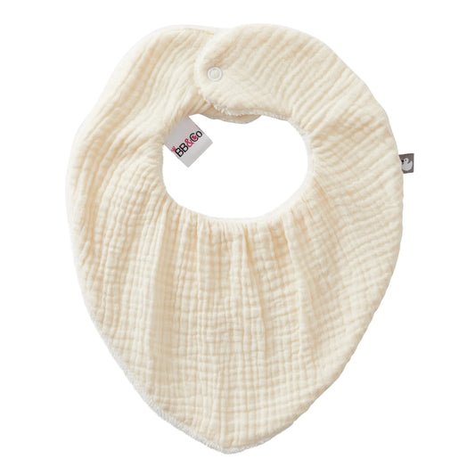 Bavoir Bandana réversible bambou/gaze de coton - Lait