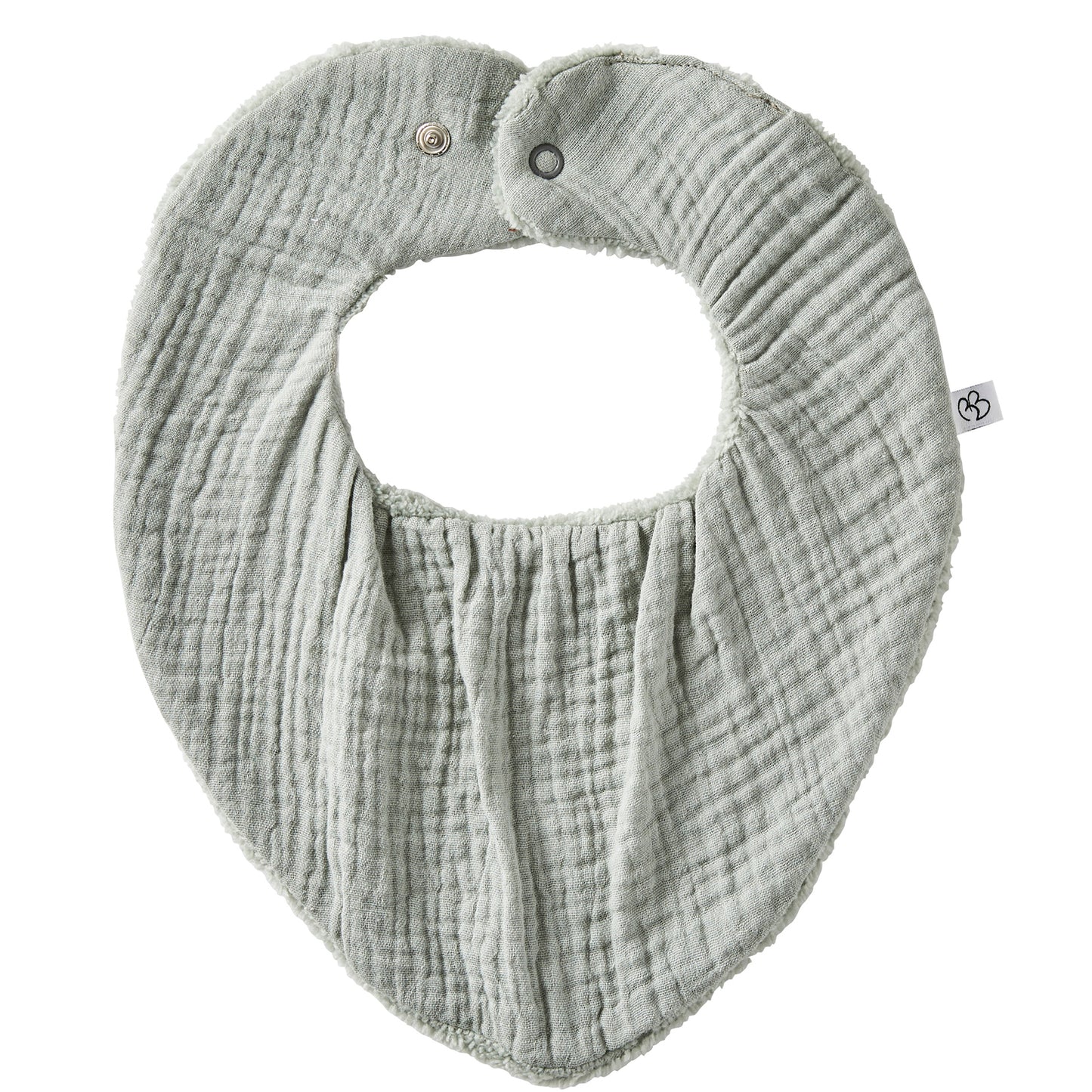 Bavoir Bandana réversible bambou/gaze de coton - Vert de gris