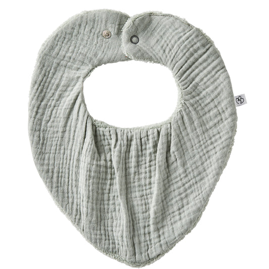 Bavoir Bandana réversible bambou/gaze de coton - Vert de gris