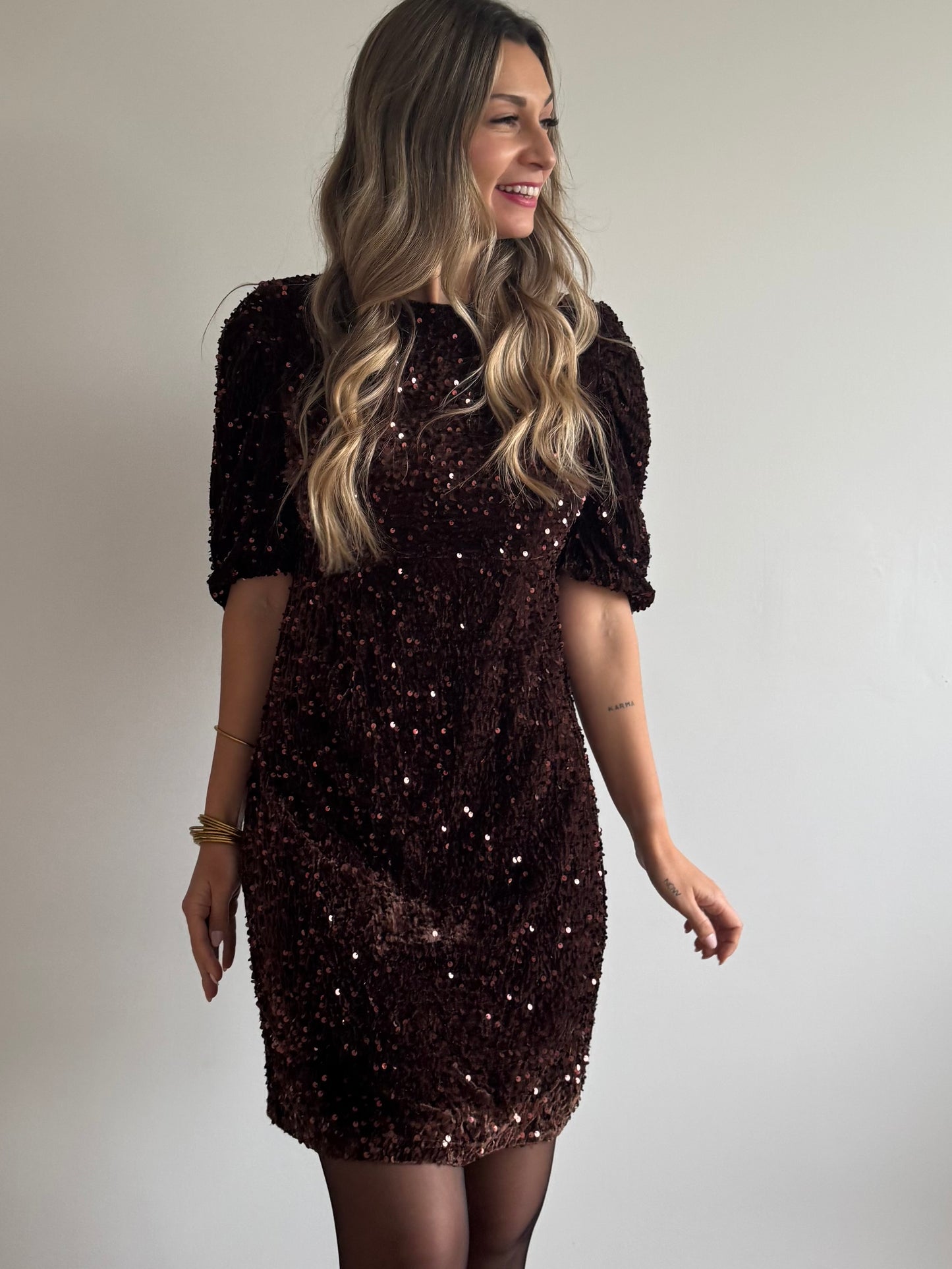 Robe à sequins Sandy Chocolat