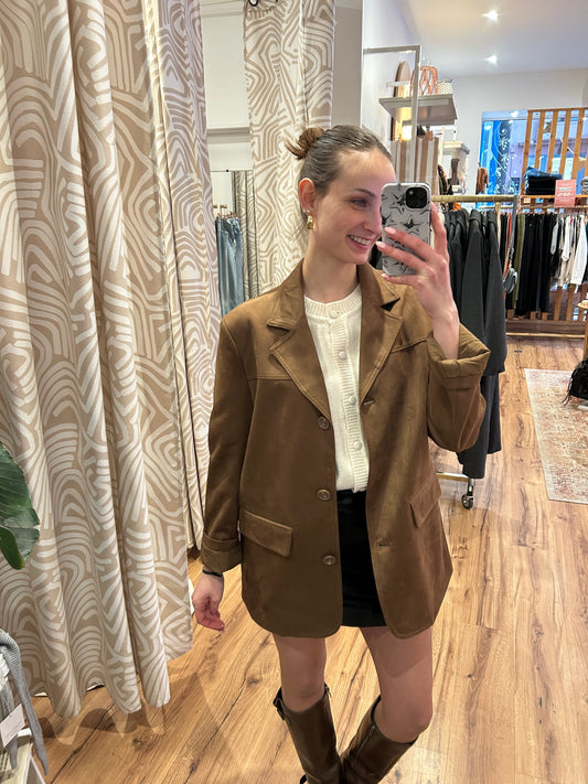 Veste blazer en suédine camel OBJFENJA