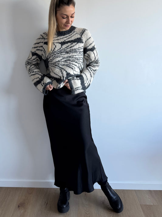 Jupe longue en satin noir OBJCHILLI