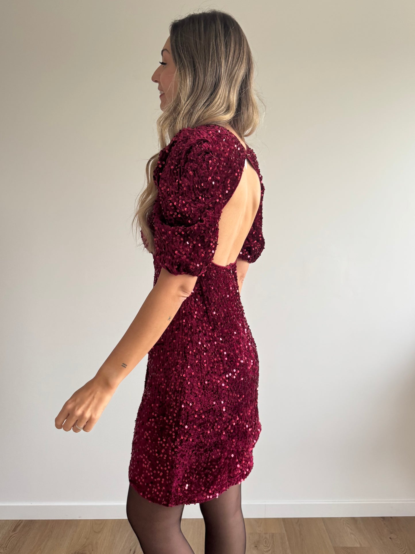 Robe à sequins Sandy Bordeaux