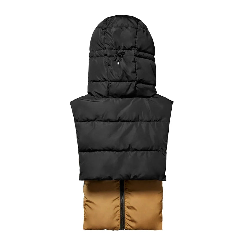 Capuche doudoune réversible Noir / Camel