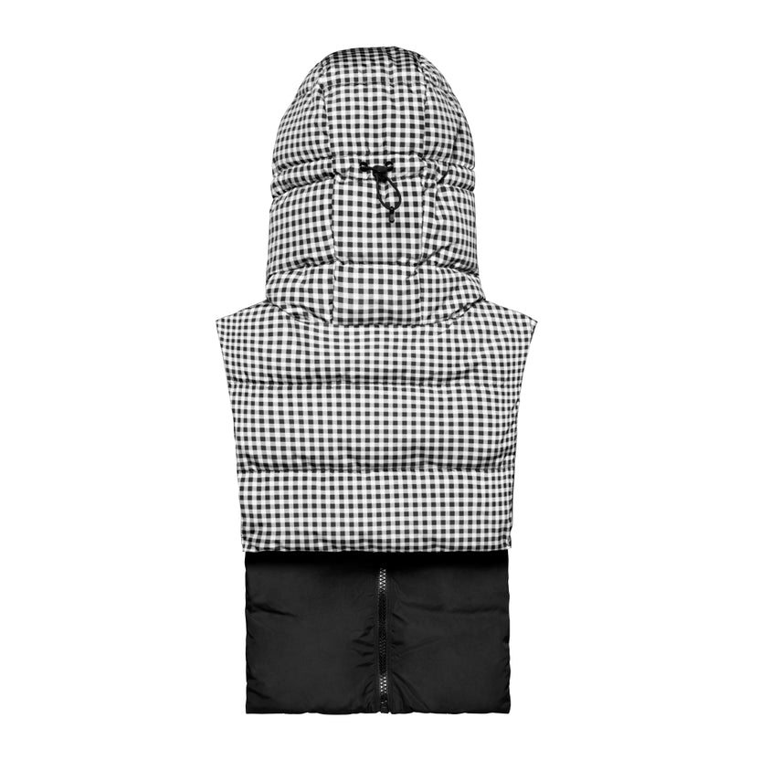 Capuche doudoune réversible vichy / noir