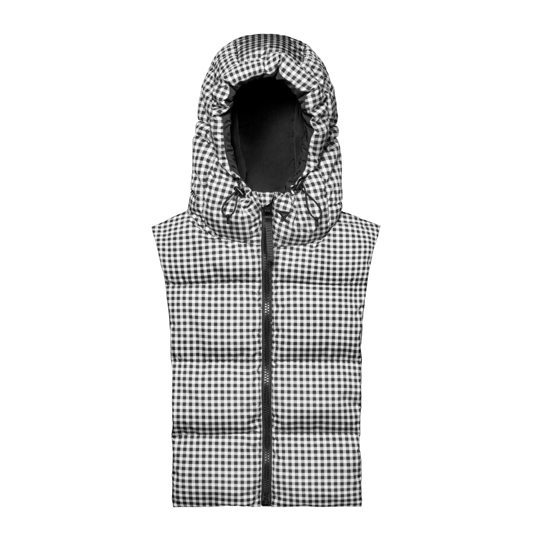 Capuche doudoune réversible vichy / noir