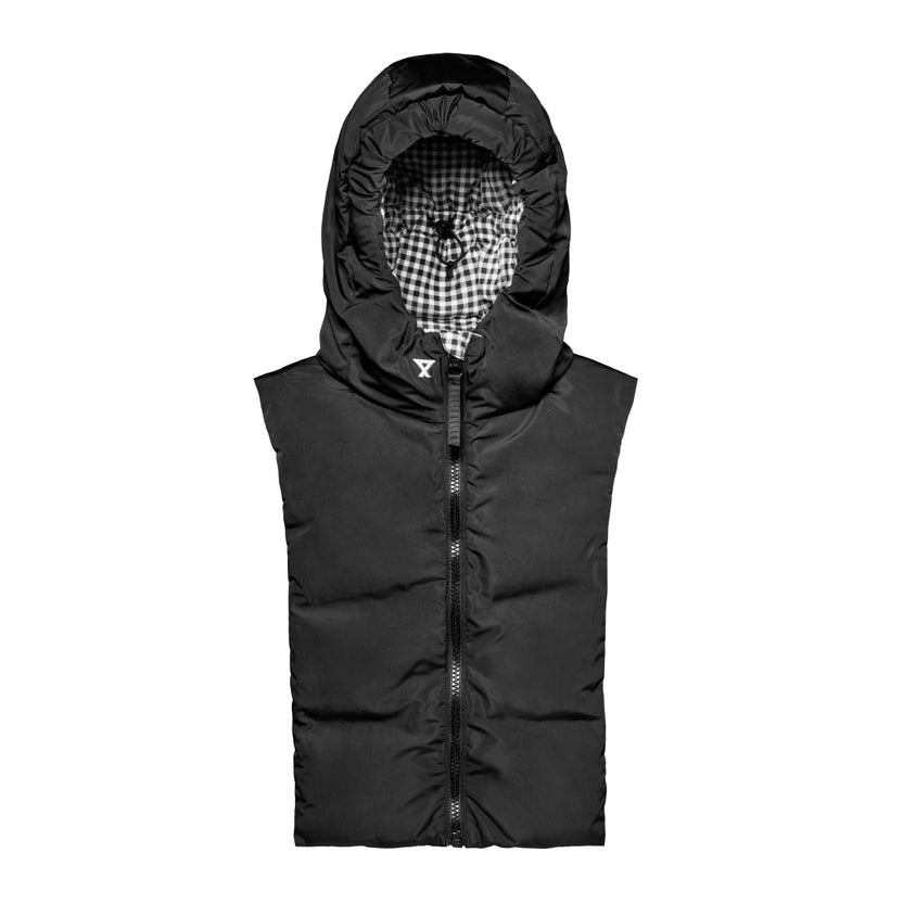 Capuche doudoune réversible vichy / noir