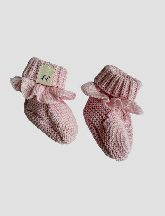 Bottines Classiques à Volants - Rose Poudré