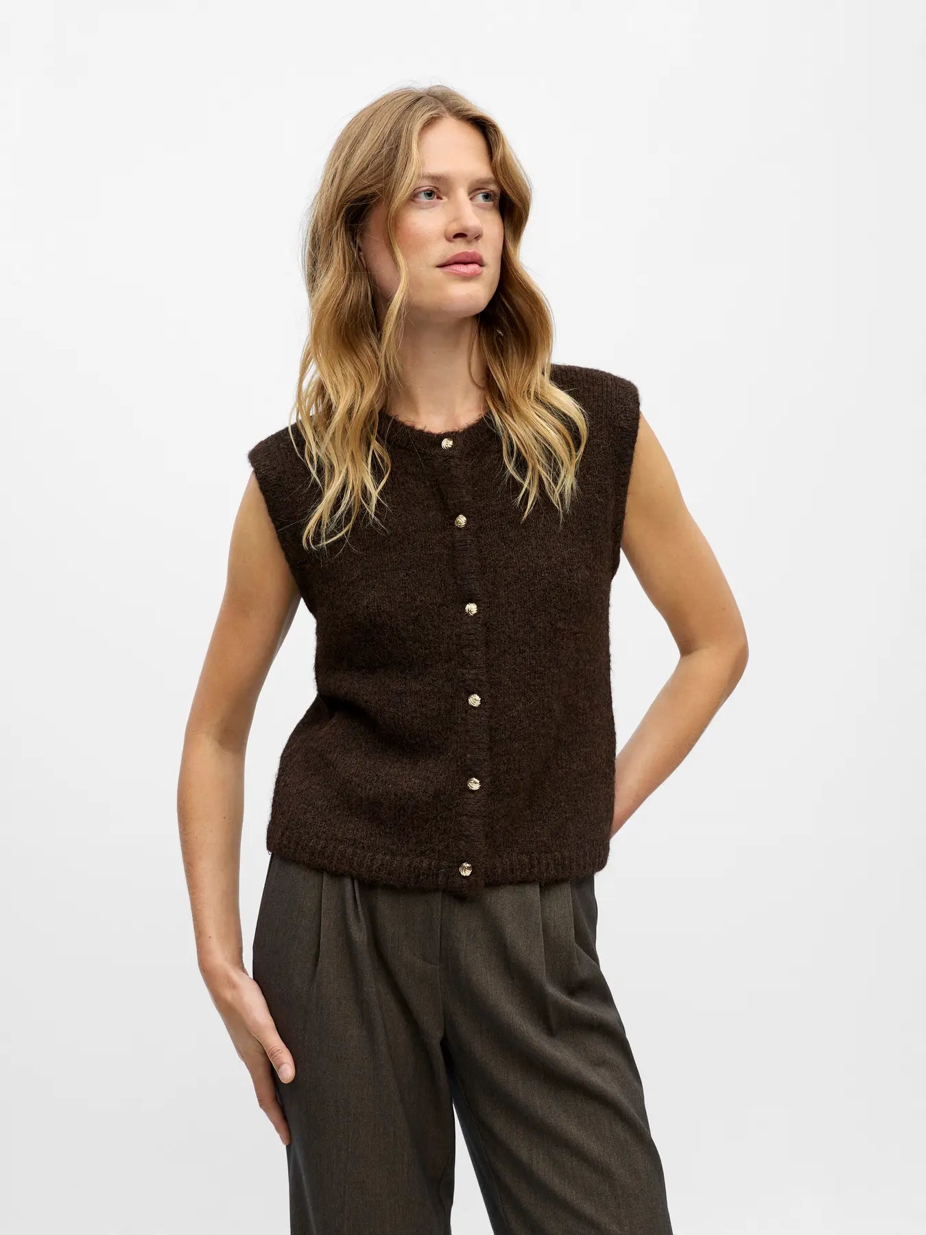 Cardigan Saggia sans manches Seal Brown