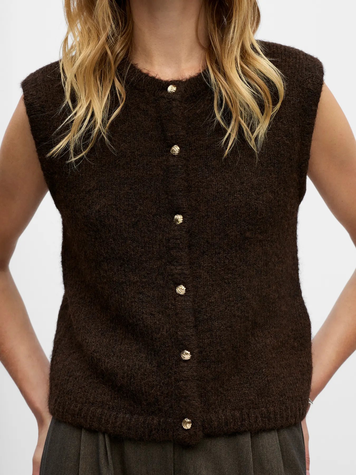 Cardigan Saggia sans manches Seal Brown