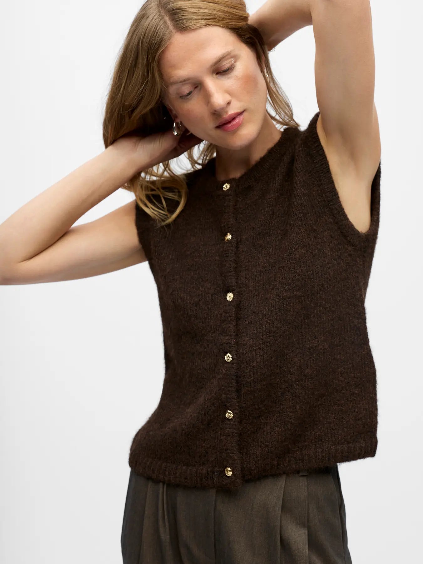 Cardigan Saggia sans manches Seal Brown