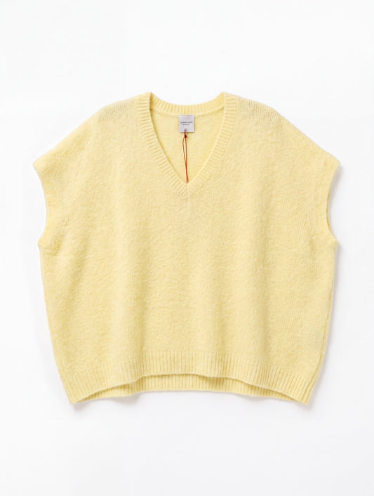 Pull sans manches col V - Jaune Pastel