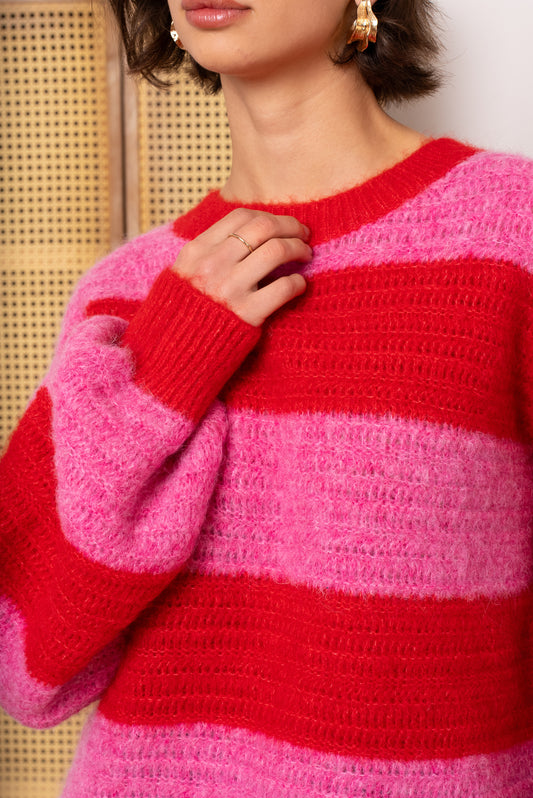 Pull rayé rose Charly