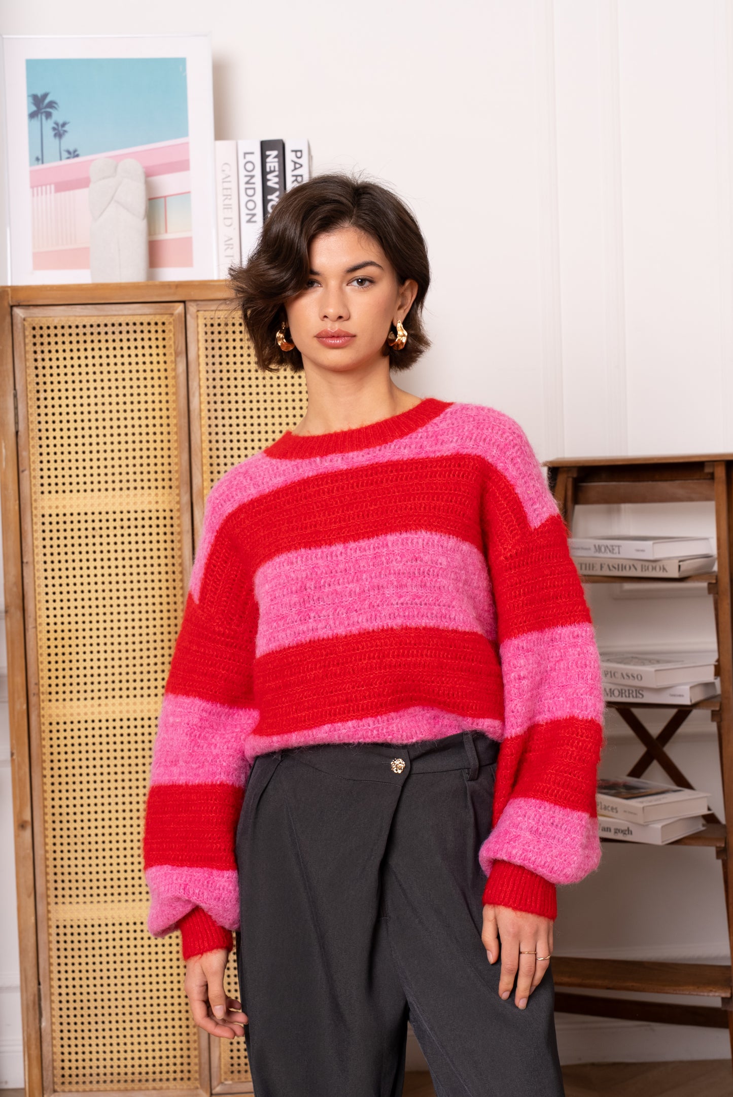 Pull rayé rose Charly