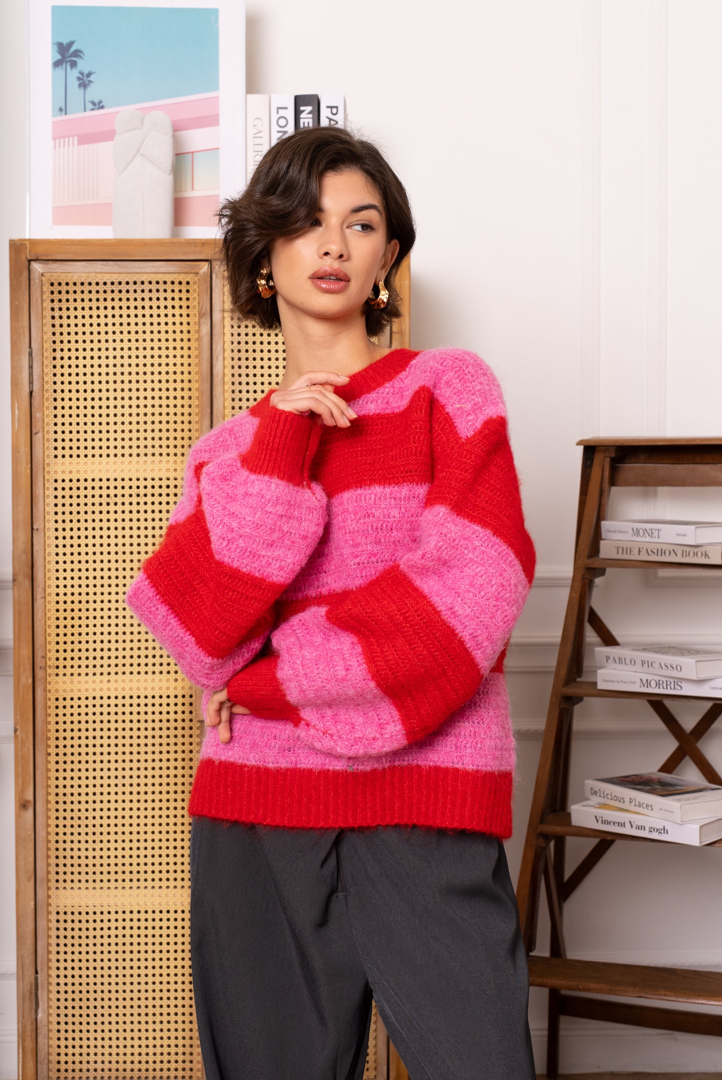 Pull rayé rose Charly