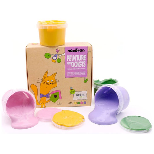 4 pots de peinture doigts - coffret Luka